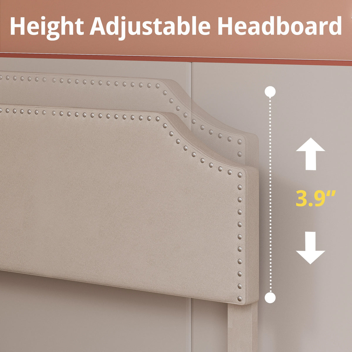 Upholstered Twin Bed Frame with Adjustable Headboard Y2693