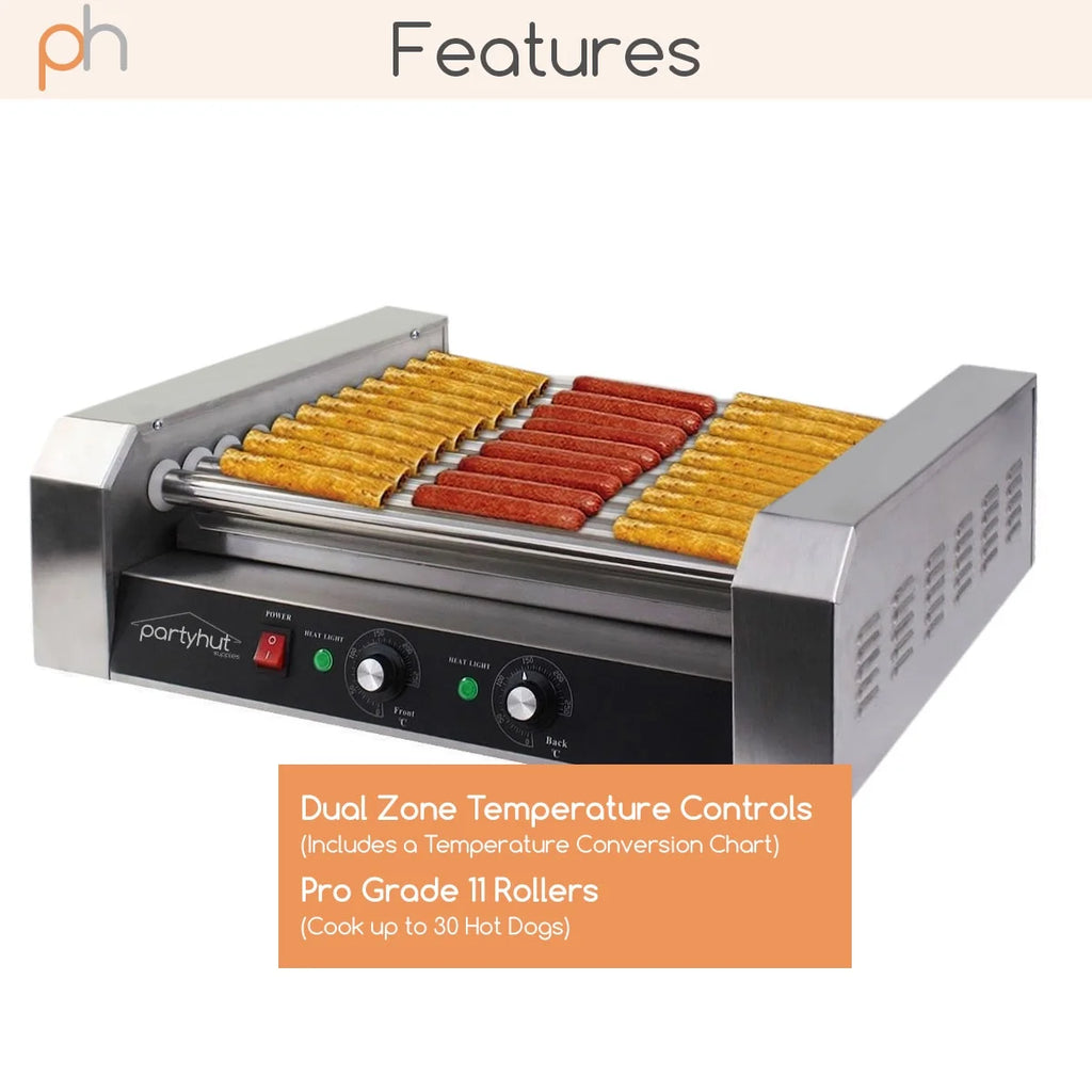 11 Roller Hotdog Roller Machine and 30 Hot Dog Grill Cooker I4270
