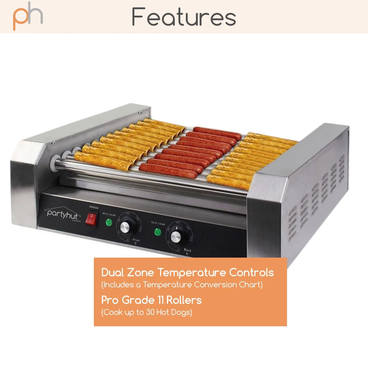11 Roller Hotdog Roller Machine and 30 Hot Dog Grill Cooker I4270