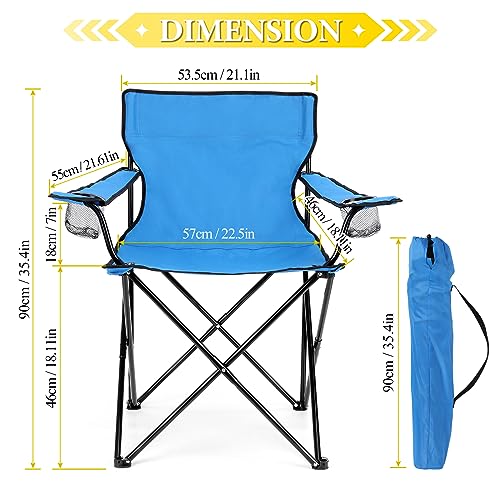 Oversized Folding Camping Chair with Cup Holders and Carrying Bag Black Y693