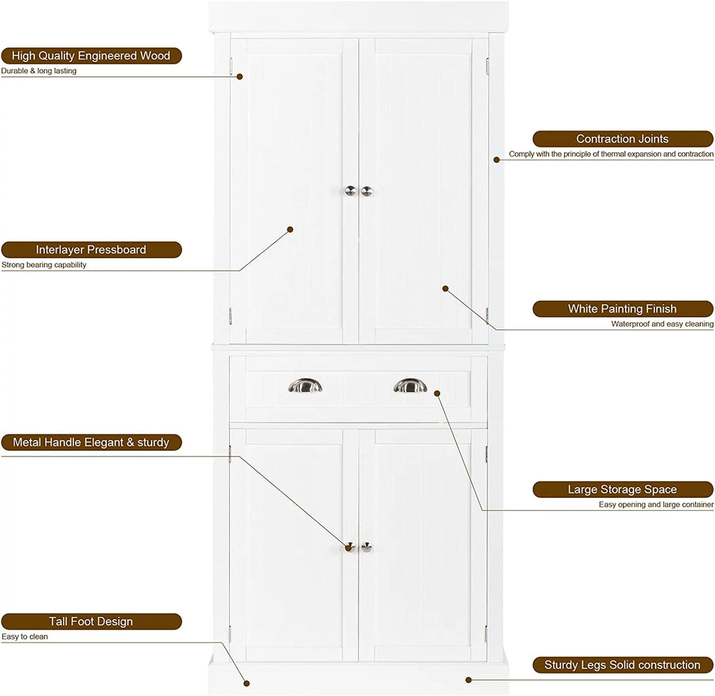 72-Inch Wood Kitchen Pantry Storage Cabinet with Drawer Z279