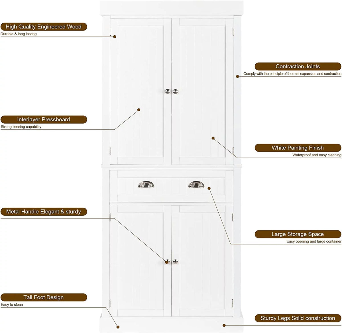 72-Inch Wood Kitchen Pantry Storage Cabinet with Drawer Z279