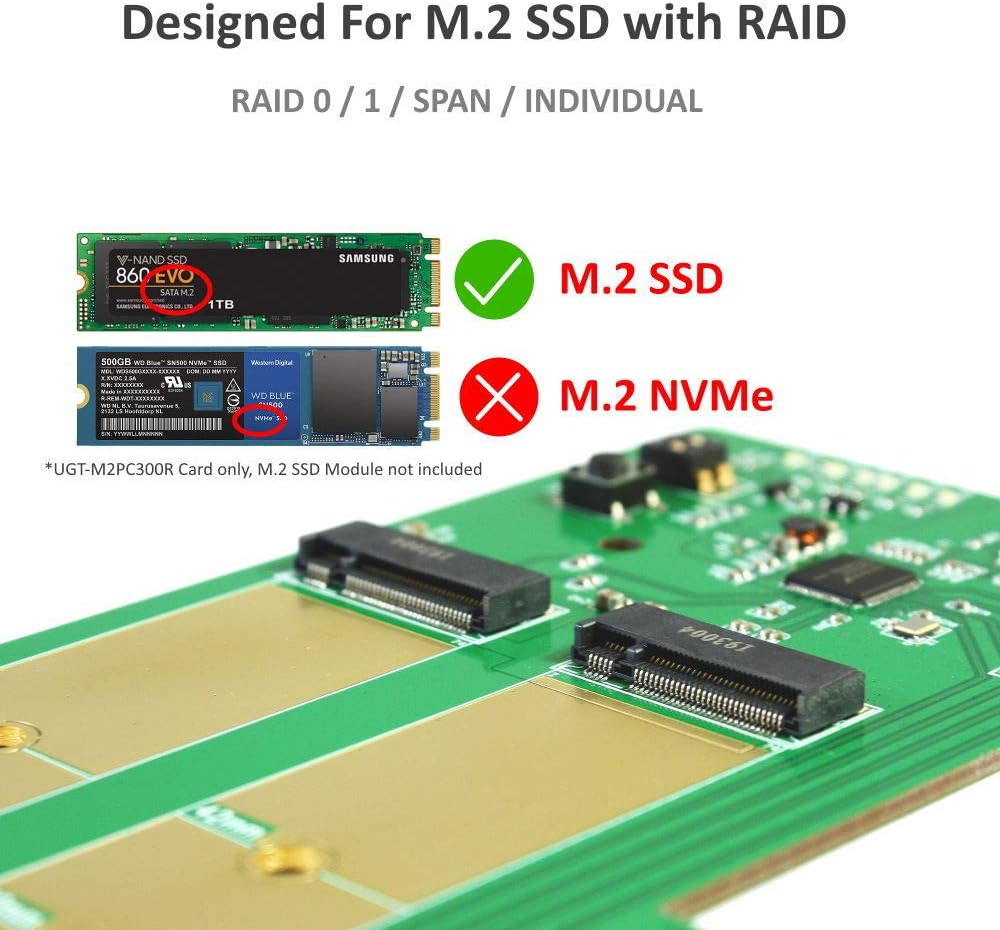 Dual M.2 SSD RAID PCIe x4 Host Card W2449