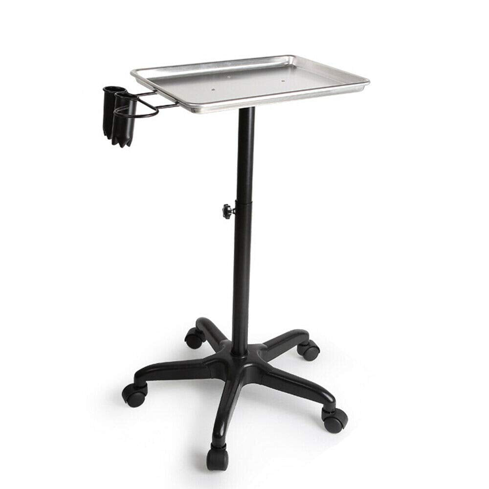 Adjustable Height Salon Rolling Trolley with Wheel (Black) C464