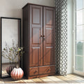 100% Solid Wood Wardrobe Armoire Mocha N9022