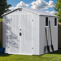 6×8FT Light Gray Plastic Outdoor Storage Shed with Floor Z8540