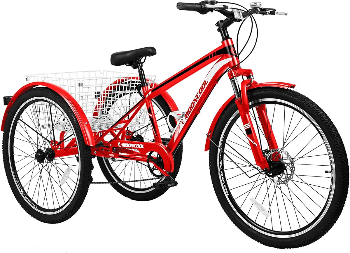 7 Speed Adult Mountain Tricycle with Shopping Basket O64552