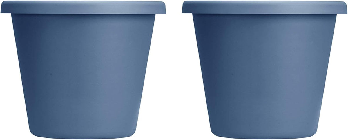24 Inch Slate Blue Plastic Flower Pot Planter with Drainage Holes (2 Pack) T976536
