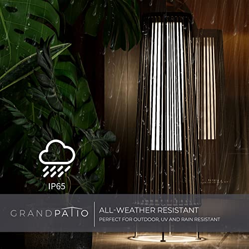 Light Brown Wicker Solar Patio Lamp 2-Pack V453293