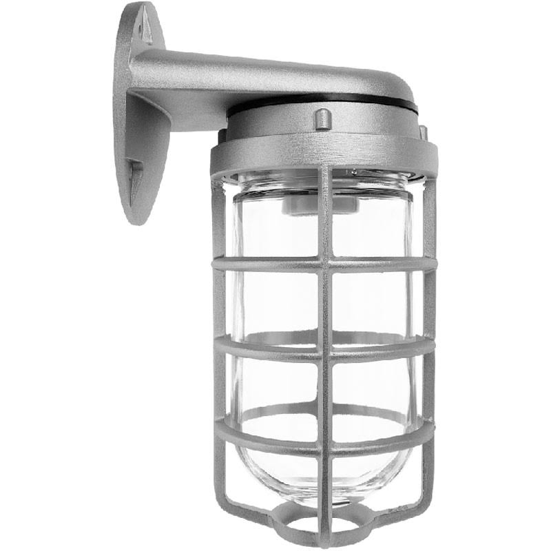 Vapor Proof 22W CFL Wall BR Silver with Glass Globe V179