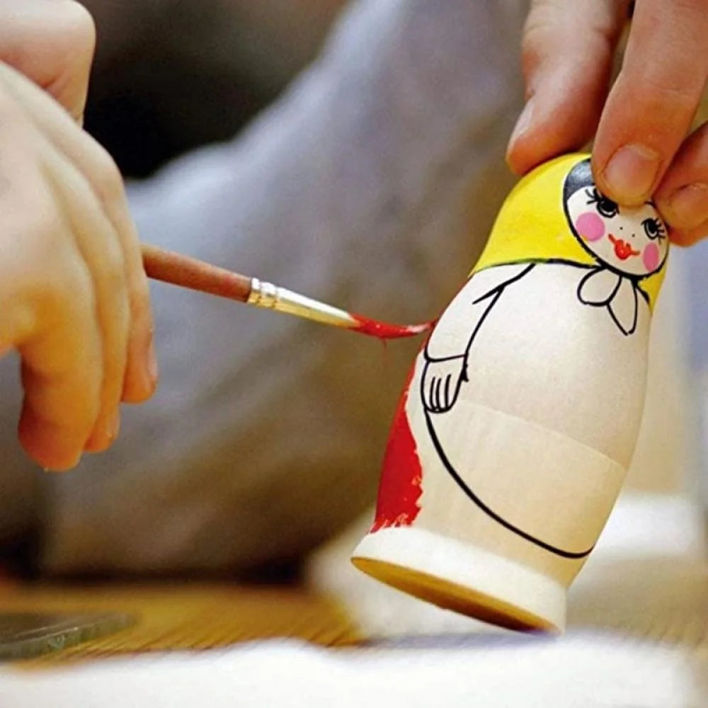 5pcs Unpainted Wooden Matryoshka Doll DIY Toy R4068