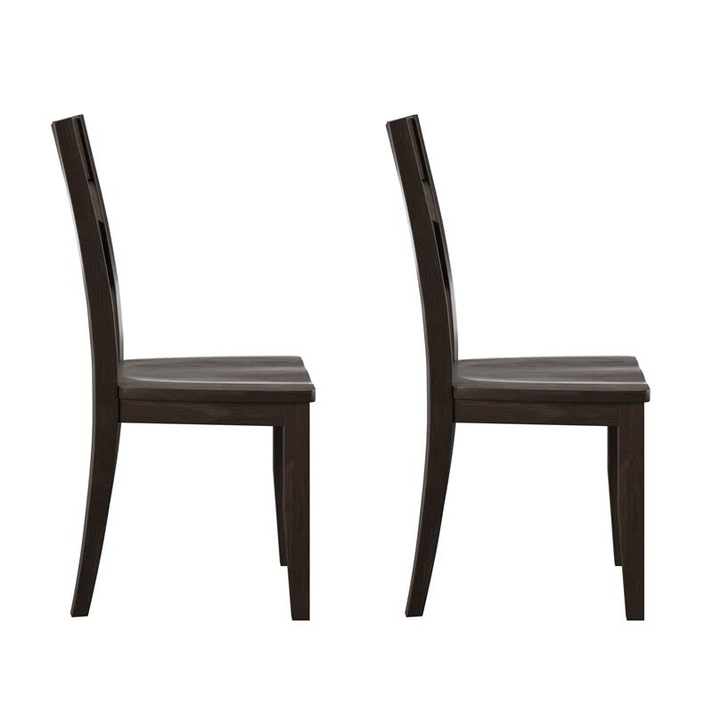 Brown Ladder Back Dining Side Chair Set of 2 T177