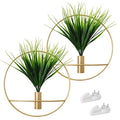 Set of 2 Artificial Plants with Gold Metal Round Hanging Hoop D865328
