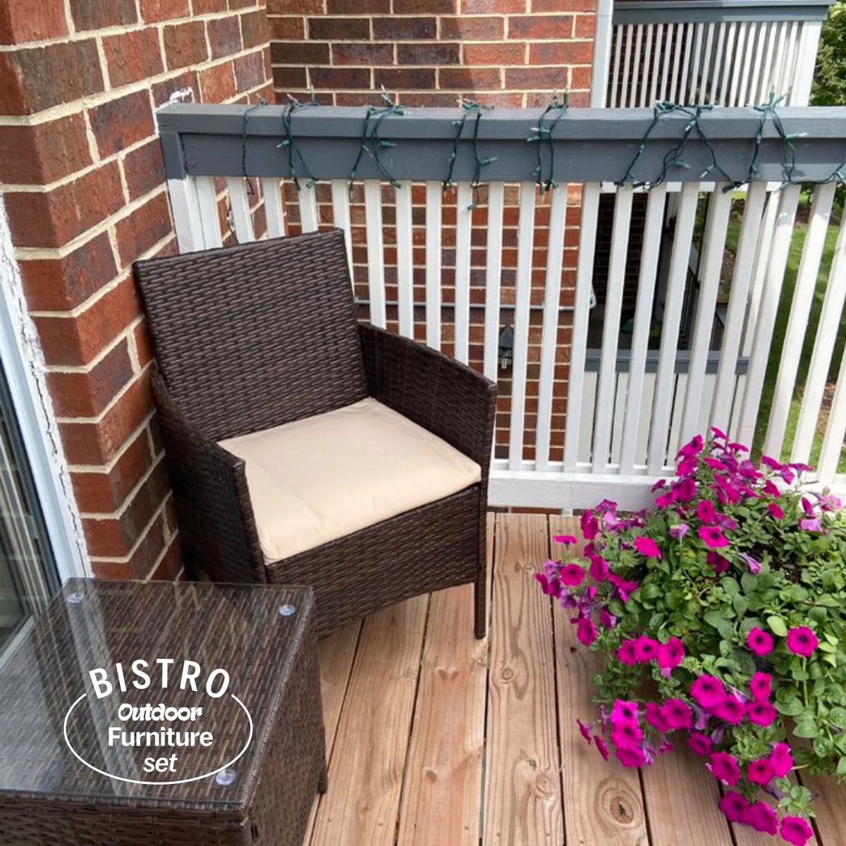 3 Piece Patio Rattan Furniture Set Beige D895