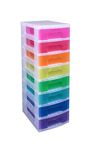 Clear Plastic Storage Tower with Rainbow Drawers V175