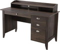 Dark Brown Wood Writing Desk with Hutch L883