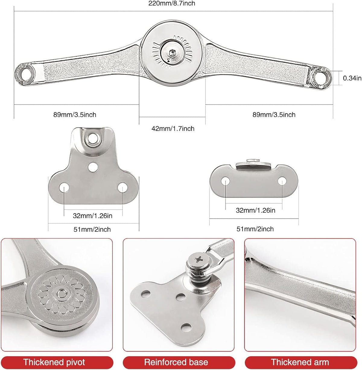 2 Pcs Soft Close Lid Support Hinges with Screwdriver W583