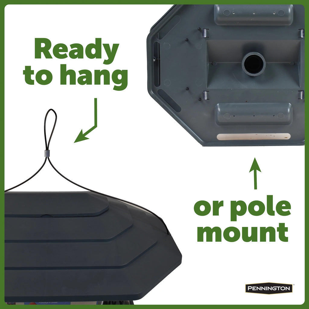 Gray Recycled Resin Wild Bird Hopper Feeder 5 lb. Capacity, 2 Pack O584