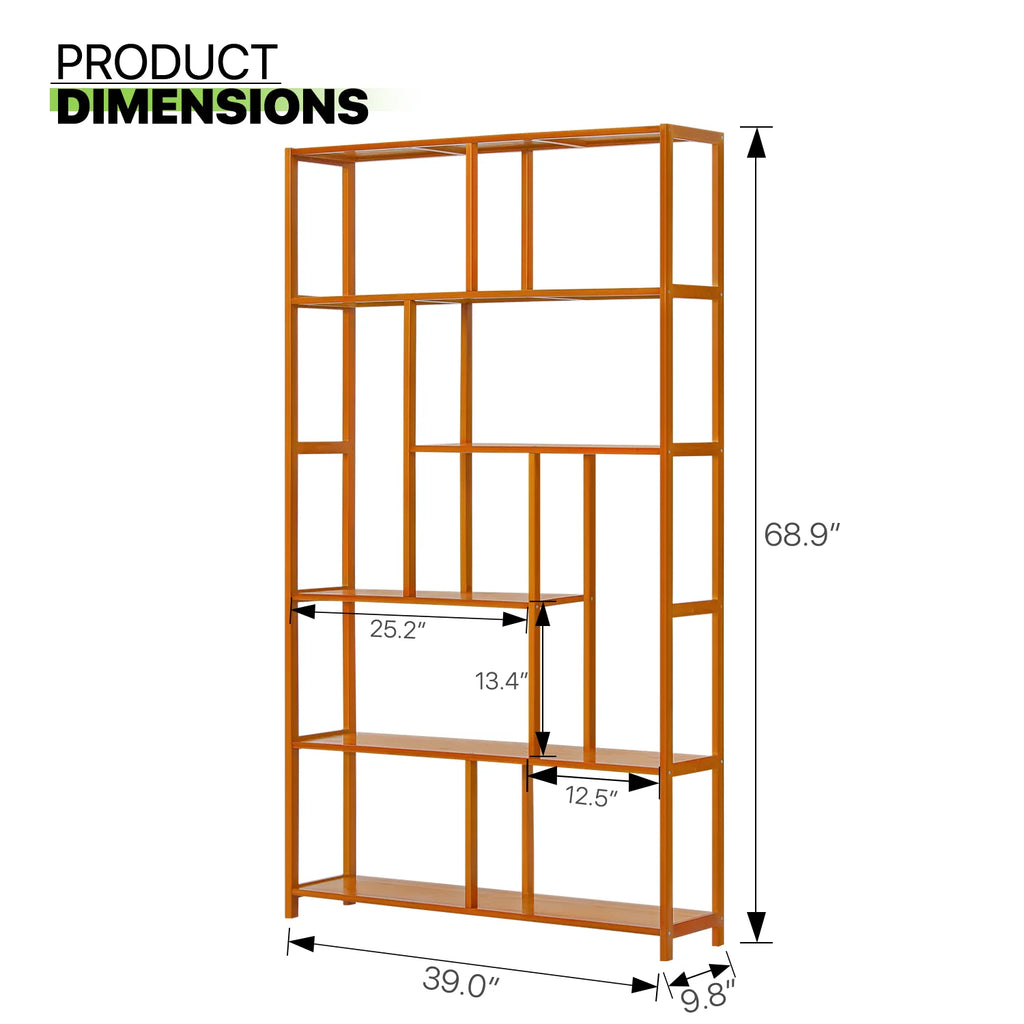 Bamboo 6 Tiers Brown Bookshelf E58277