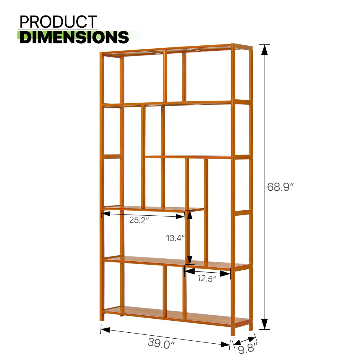 Bamboo 6 Tiers Brown Bookshelf E58277