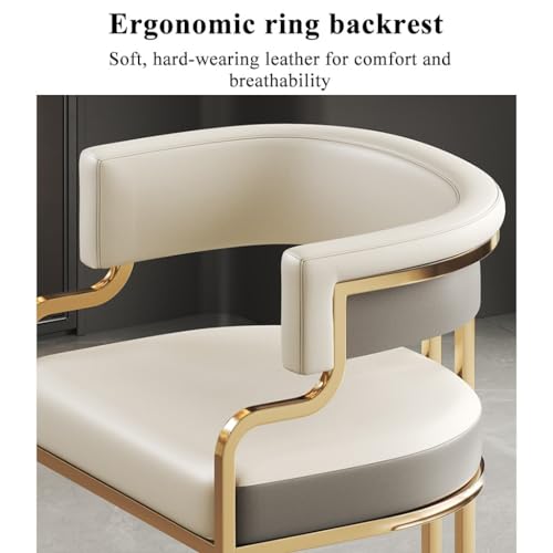 White Leather Tub Chair with Golden Metal Legs Y881187