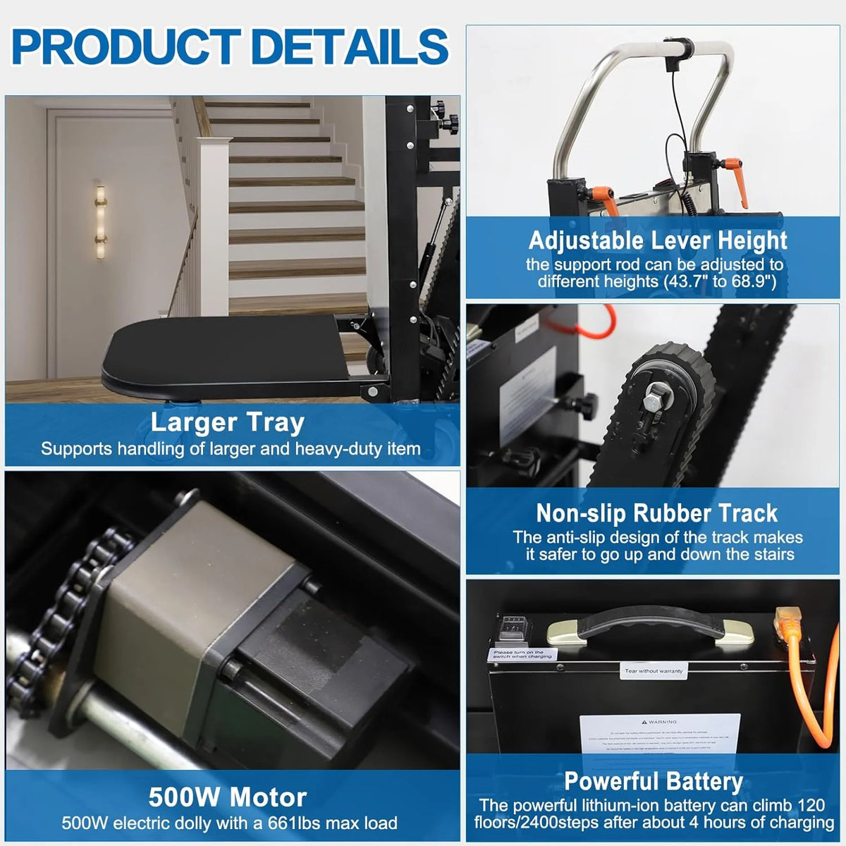 500W Folding Electric Stair Climbing Hand Trucks E848