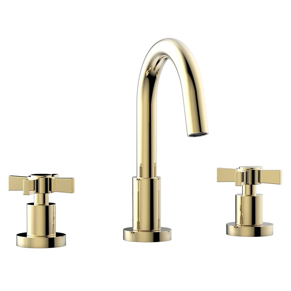 Satin Nickel Widespread Bathroom Sink Faucet with Medium Spout I18374