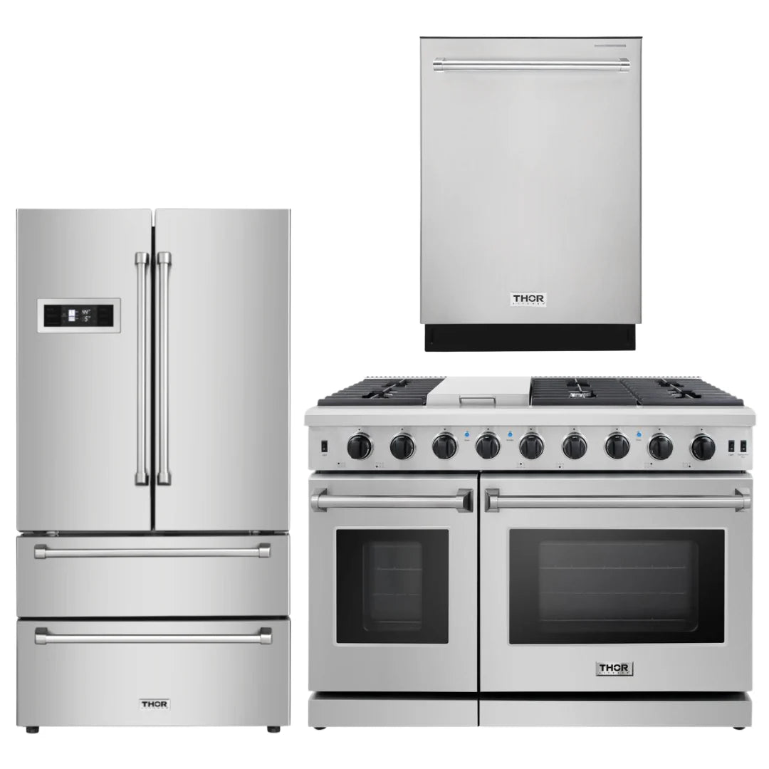 48 Propane Gas Range, Refrigerator, and Dishwasher Package H62217