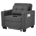 Dark Gray Linen Futon Chair Bed W45152