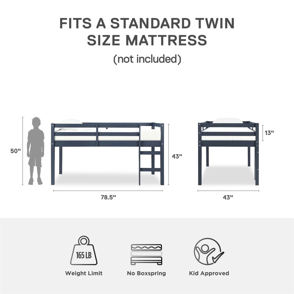 Blue Twin Loft Bed Q90537