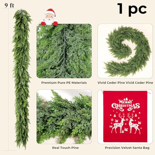 Real Touch Cedar Garland 9 ft Faux Pine Garland Z578822