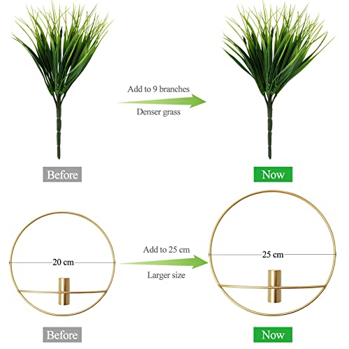 Set of 2 Artificial Plants with Gold Metal Round Hanging Hoop D865328