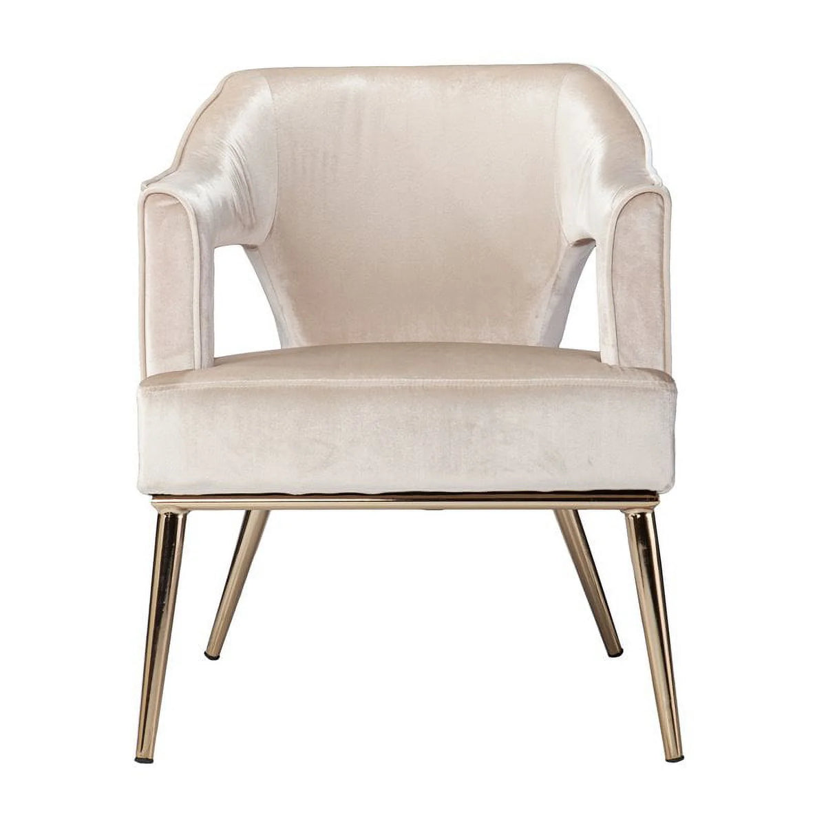 Velvet Upholstered Accent Arm Chair in Taupe S484