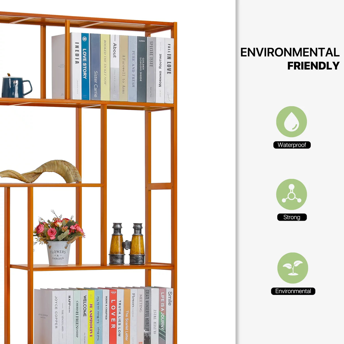 Bamboo 6 Tiers Brown Bookshelf E58277
