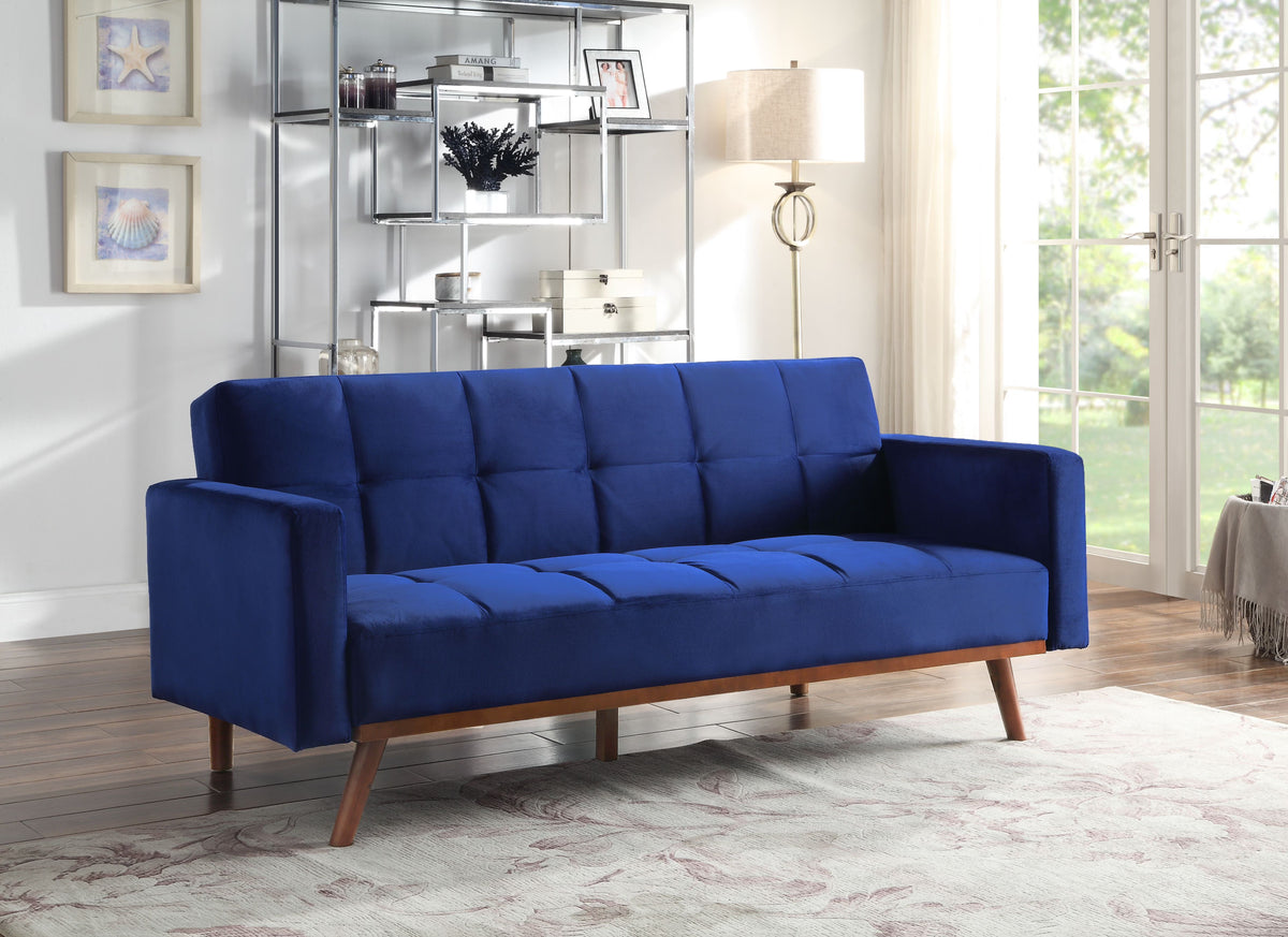 Blue Velvet Adjustable Sofa Y658263