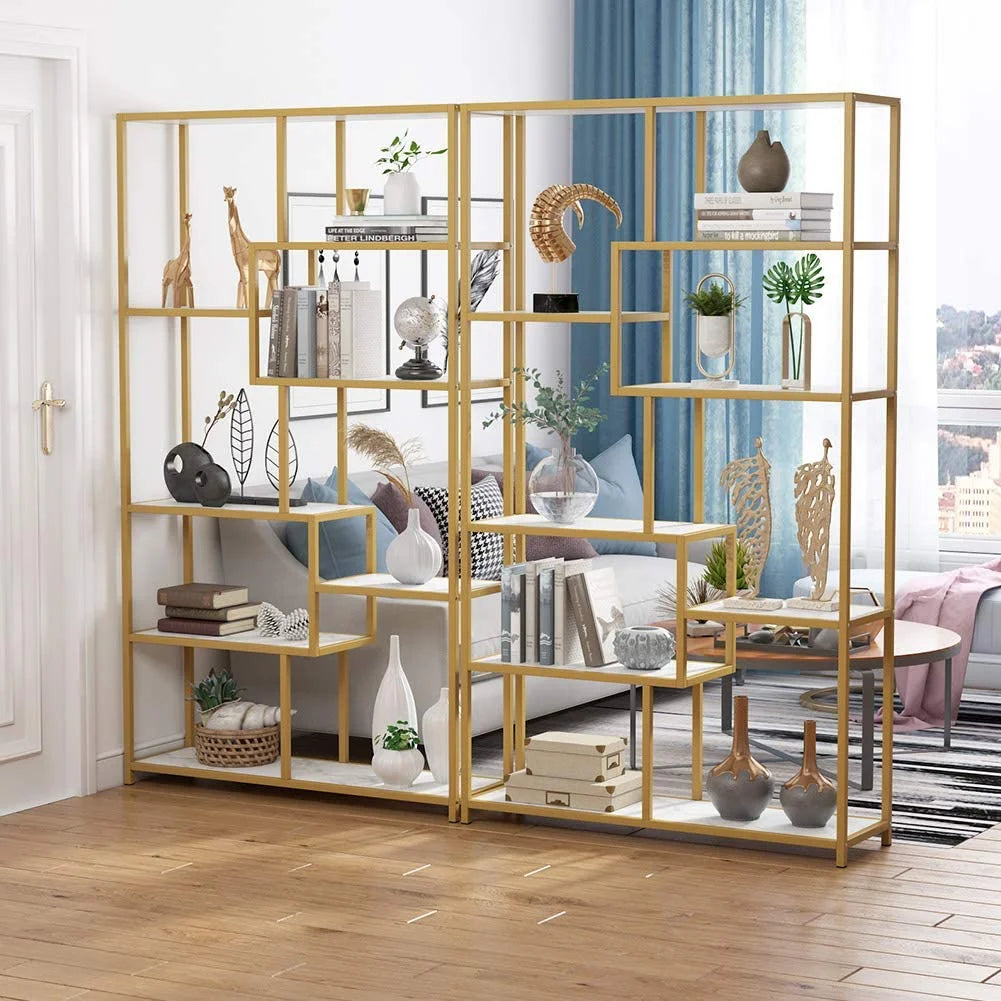 Gold 8 Shelves Etagere Bookcase J633303