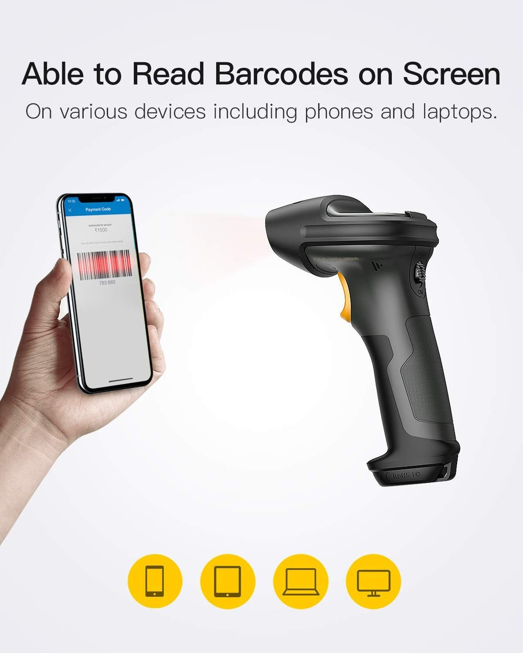 Wireless Barcode Scanner with Bluetooth Adapter G588