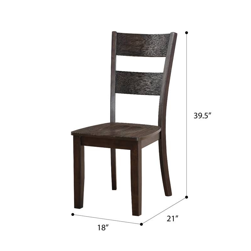 Brown Ladder Back Dining Side Chair Set of 2 S74390