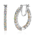 Opal Round 925 Sterling Silver Platinum Plated Inside Out Hoop Earrings Ct 2.13 G90596