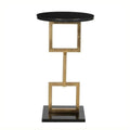 Gold and Black Iron and Marble Accent Table B258047