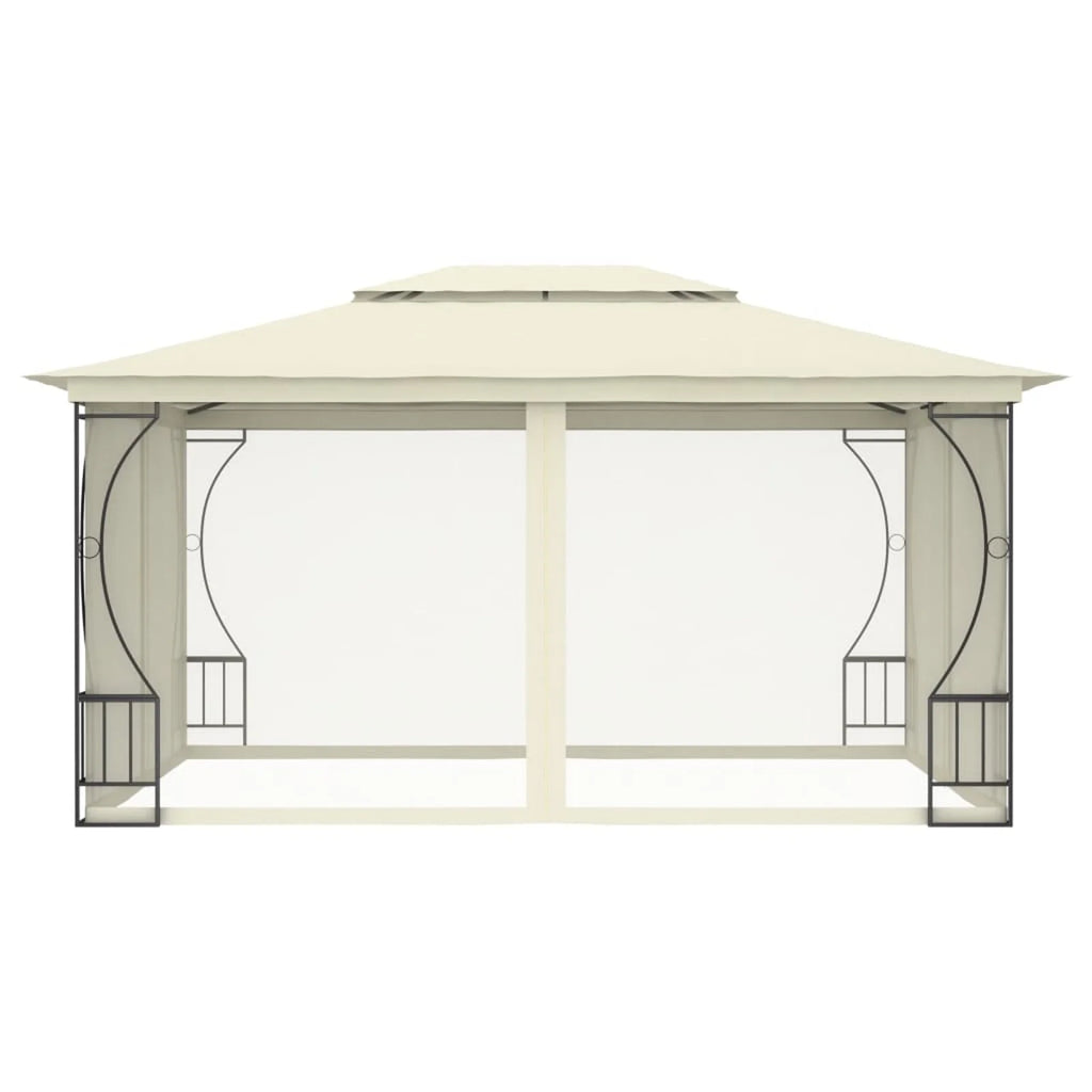 Party Tent Outdoor Gazebo Canopy with Nets Sun Shade Shelter Steel Frame Cream 9.8ft x 13.1ft x 8.7ft A435