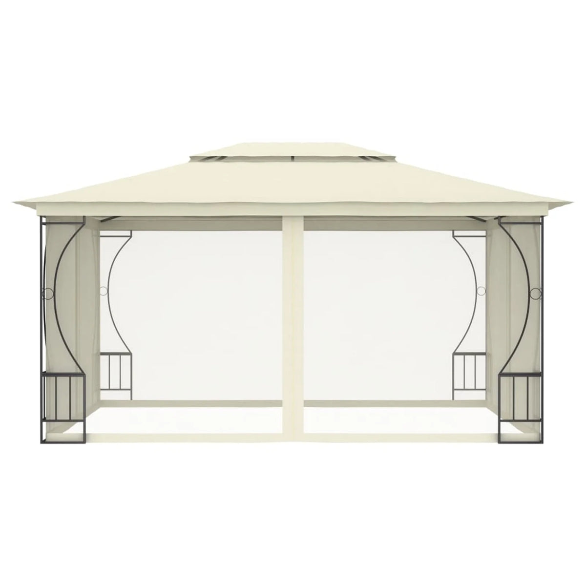 Party Tent Outdoor Gazebo Canopy with Nets Sun Shade Shelter Steel Frame Cream 9.8ft x 13.1ft x 8.7ft A435