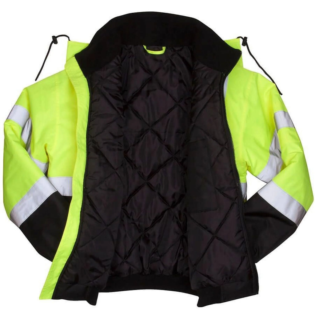 Hi-Vis Lime Bomber Jacket with Quilted Lining Size 4X Large P4686