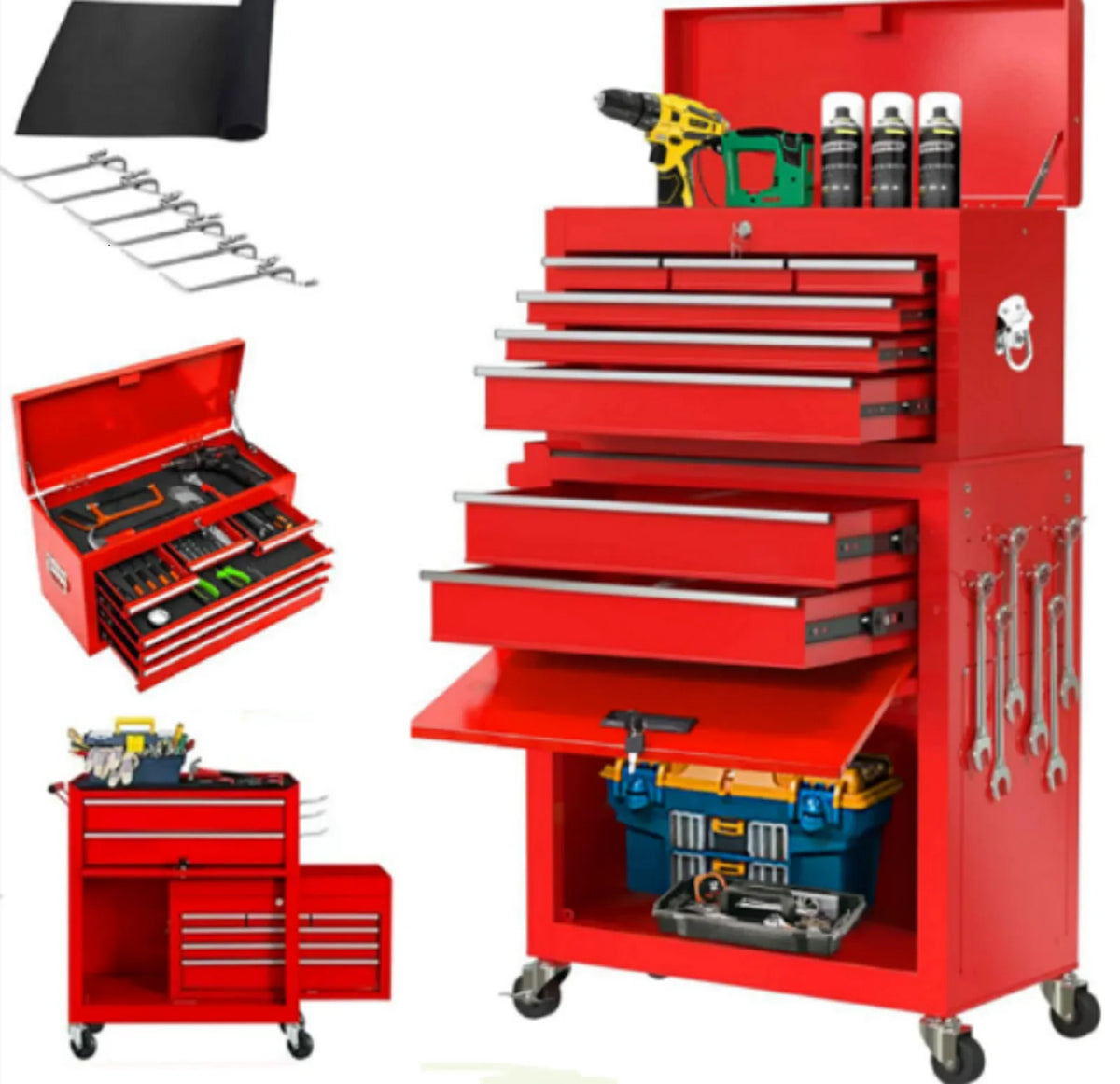 Red 8 Drawer Rolling Tool Chest and Cabinet K66441