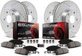 Front and Rear Carbon Fiber Brake Pads with Drilled & Slotted Brake Rotors Kit H321