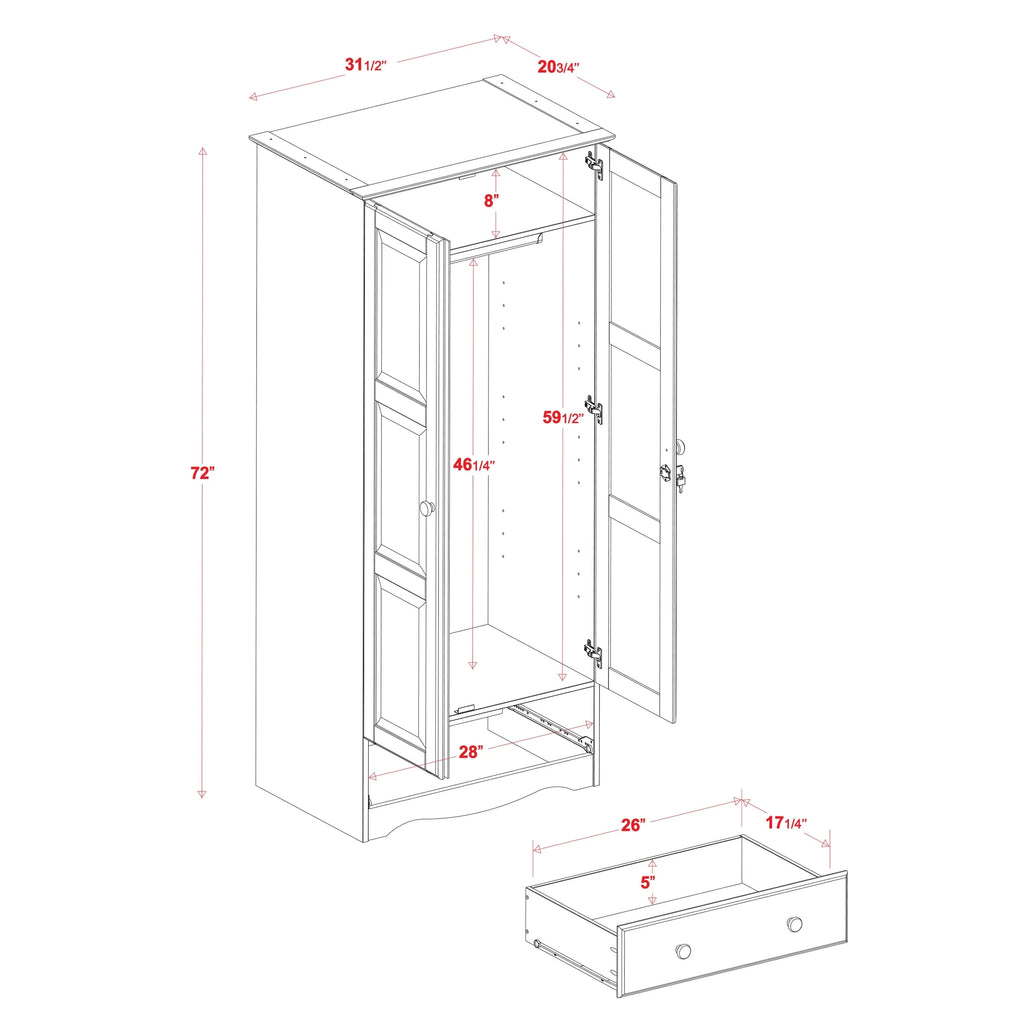 100% Solid Wood Wardrobe Armoire Mocha N9022