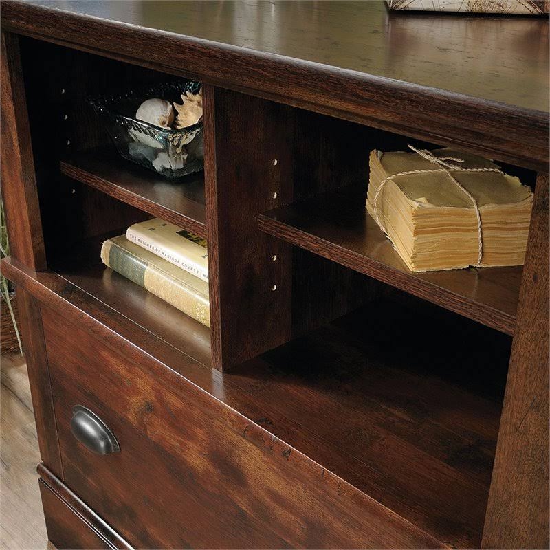 2 Piece Computer Desk with Hutch and File Cabinet Set in Cherry U984
