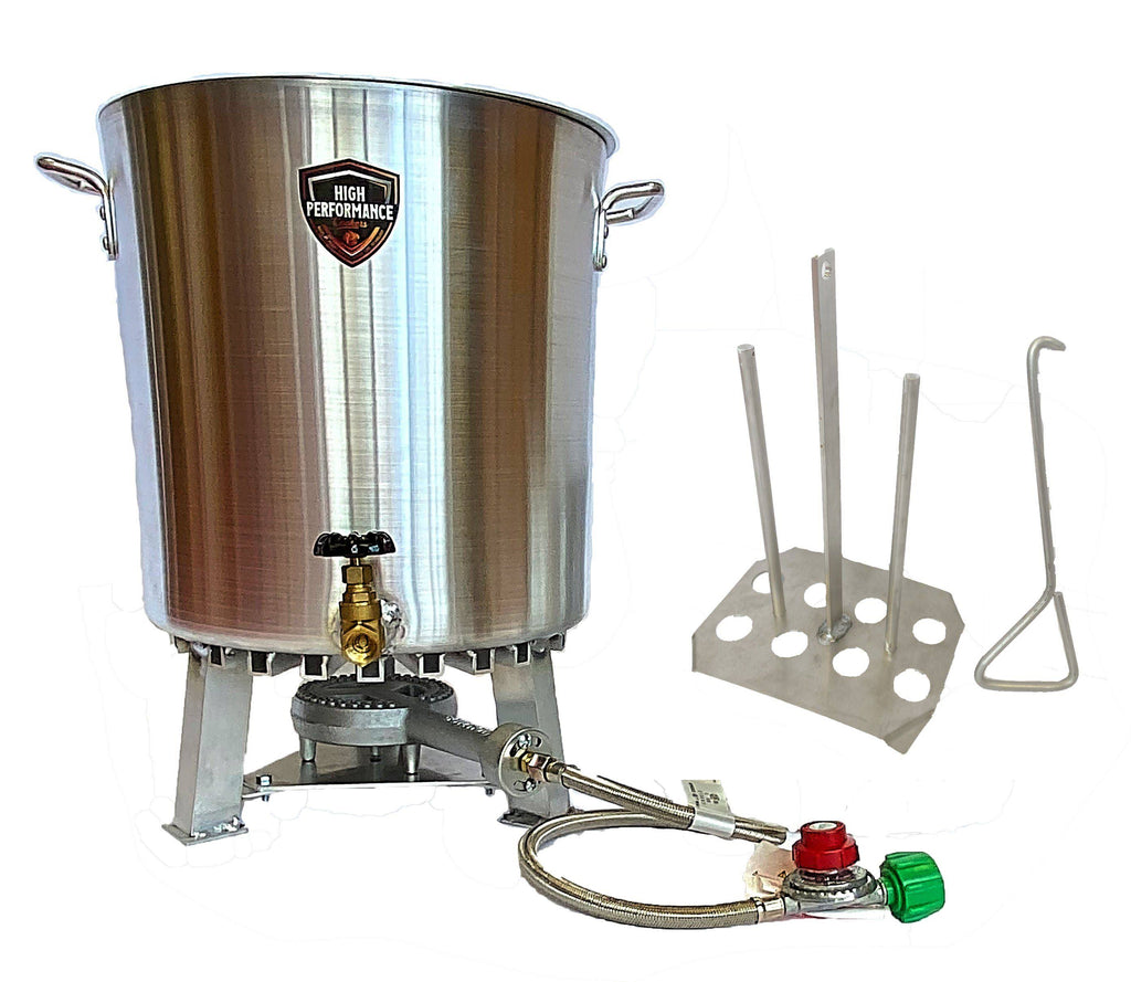 60 Quart Turkey Fryer Pot with Drain Valve, Lid, and Turkey Rack B3139