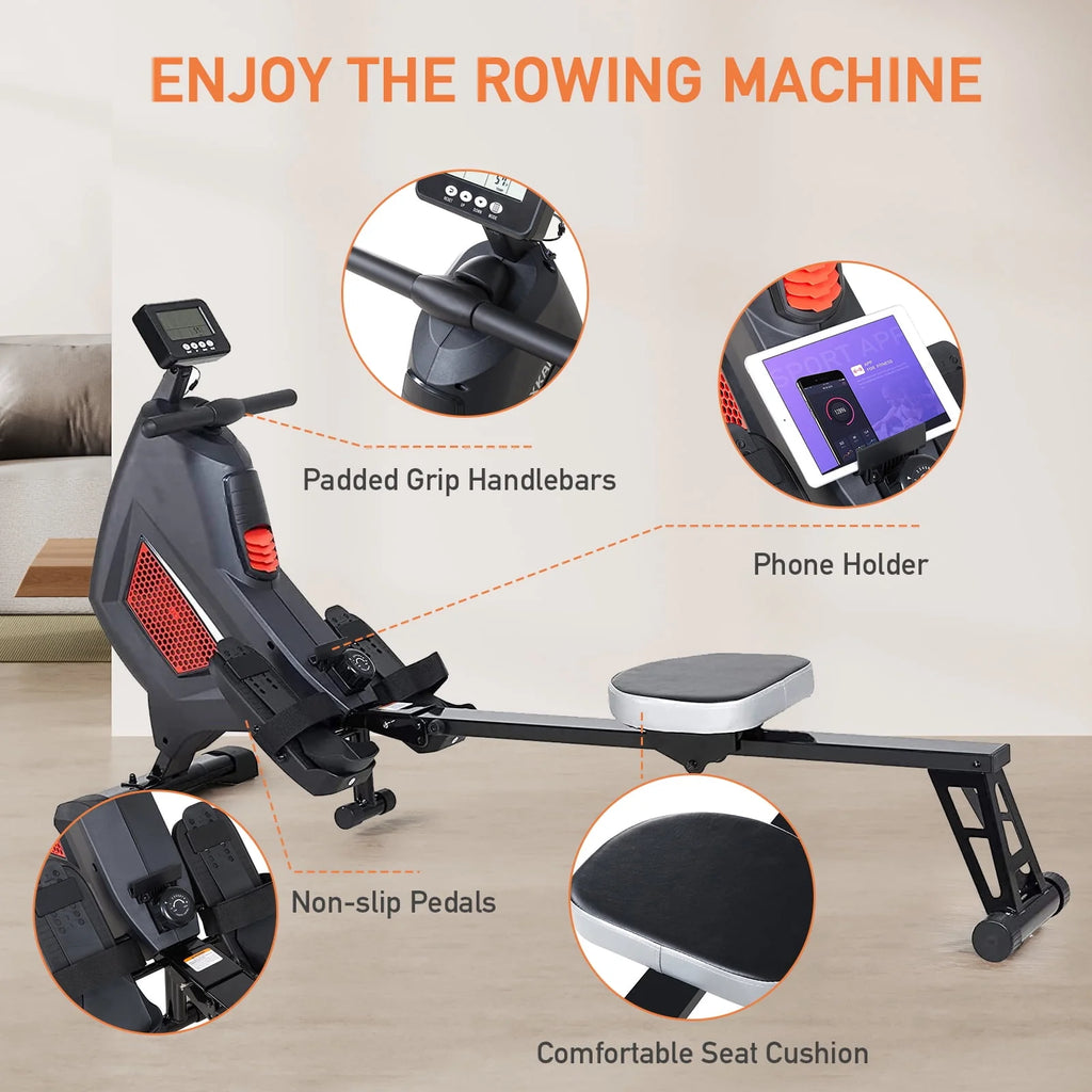 Folding Magnetic Air Rowing Machine 250lbs Max Weight G7150