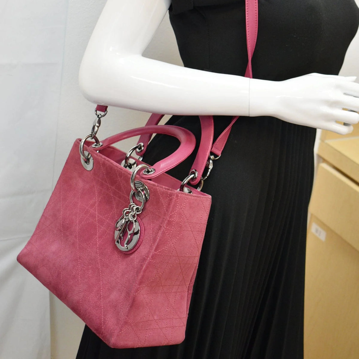 Pre-owned Pink Suede Tote Bag A249234